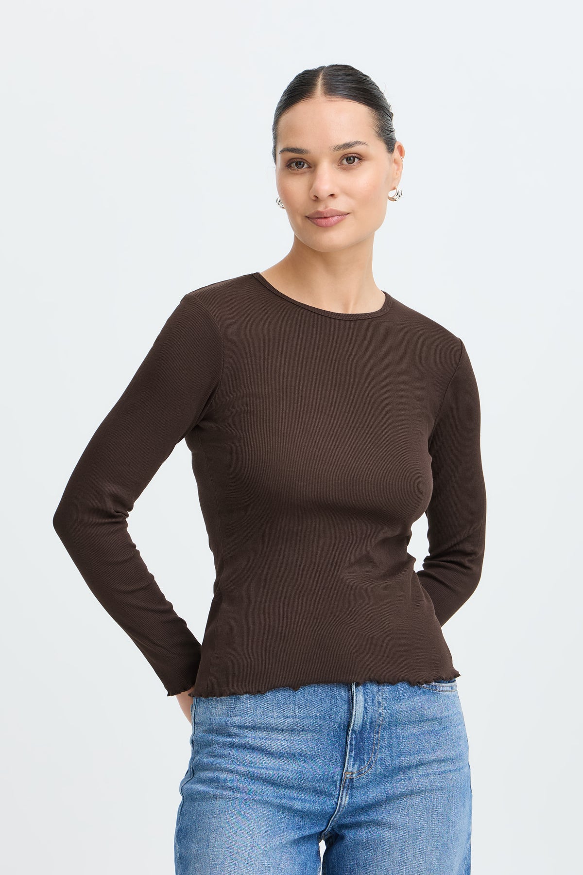 T-shirt maniche lunghe a costine