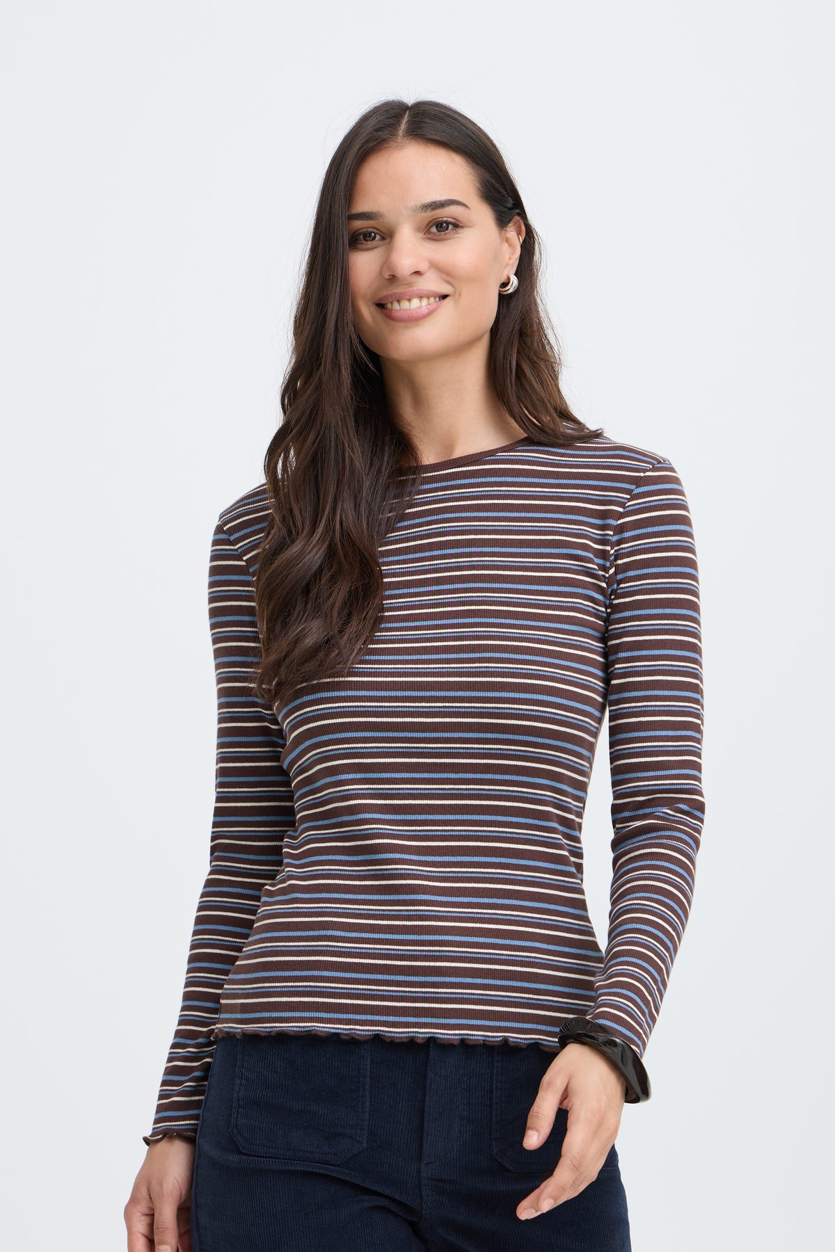 T-shirt maniche lunghe a costine