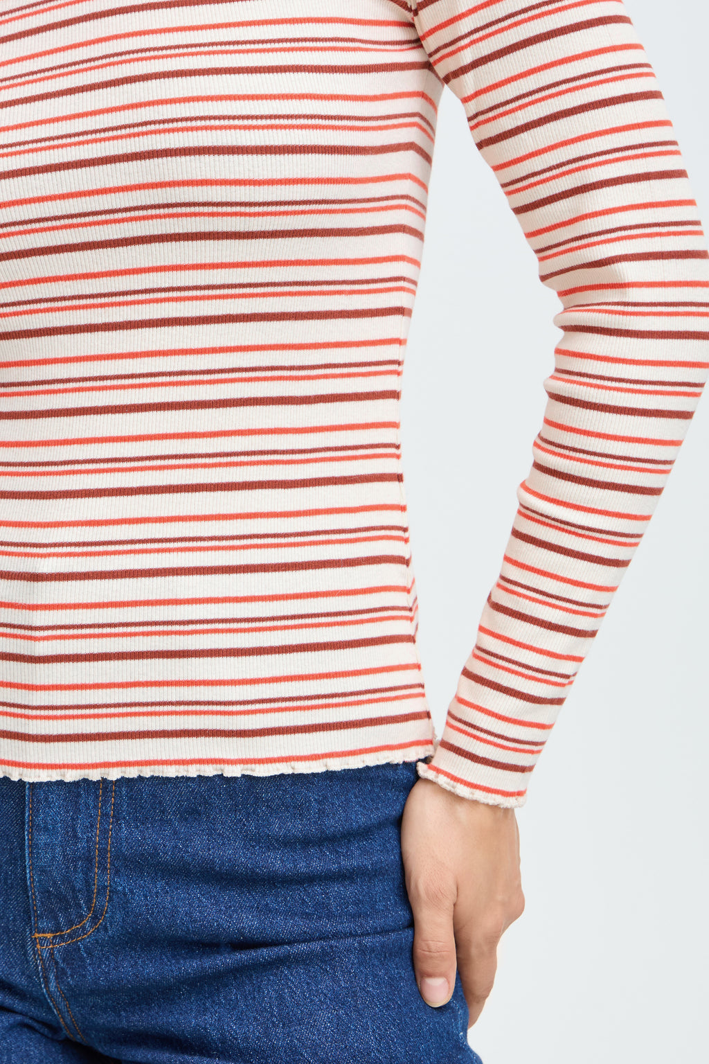 T-shirt maniche lunghe a costine