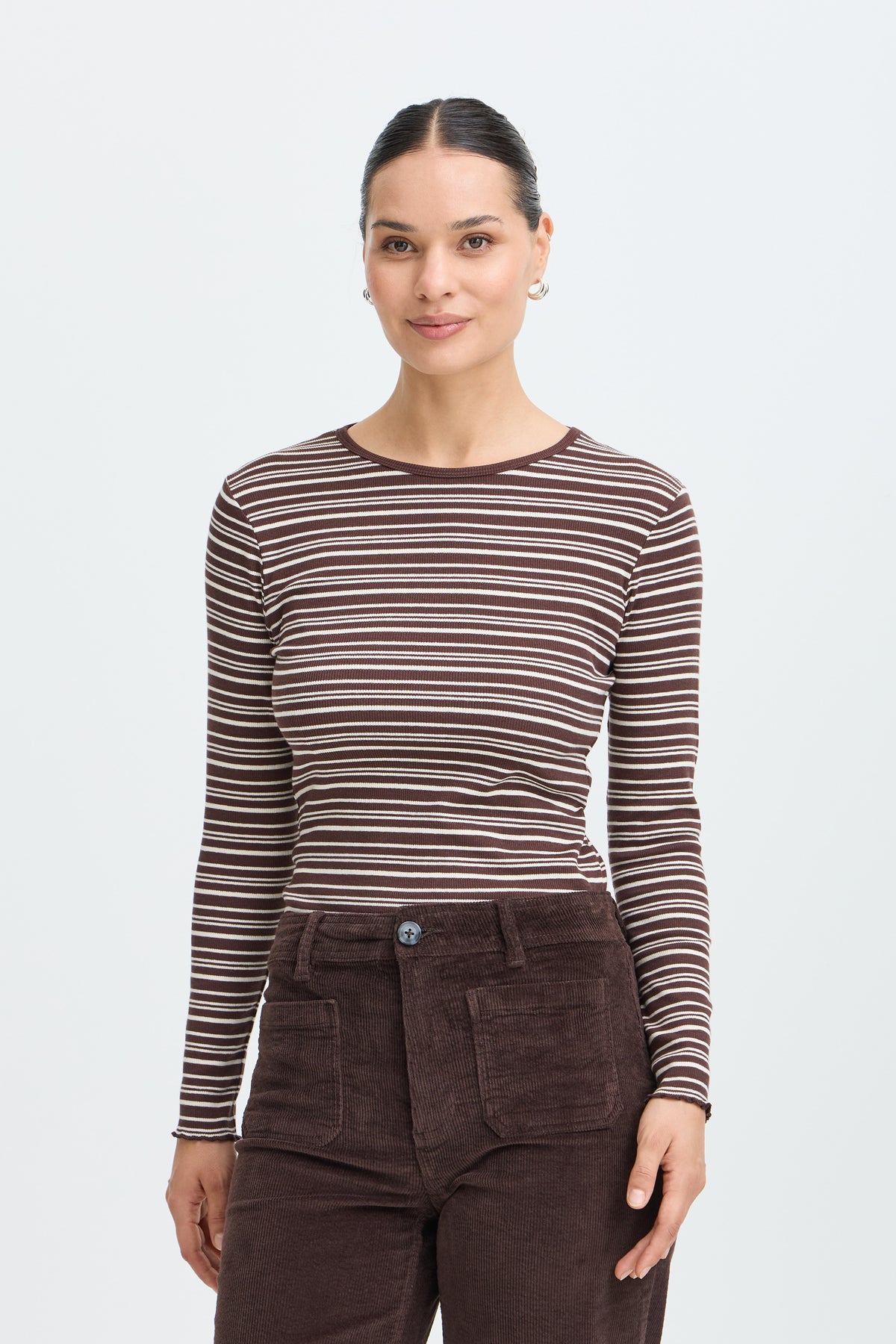 T-shirt maniche lunghe a costine