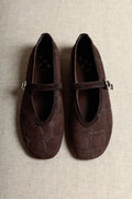 Ballerine Mary Jane in suede effetto coccodrillo