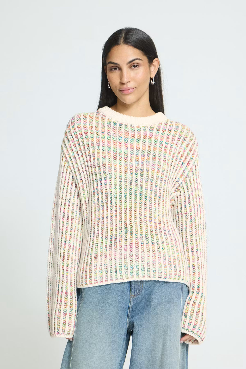 Maglione a coste multicolor