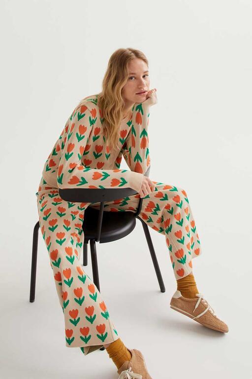 Pantalone in maglia tulipani