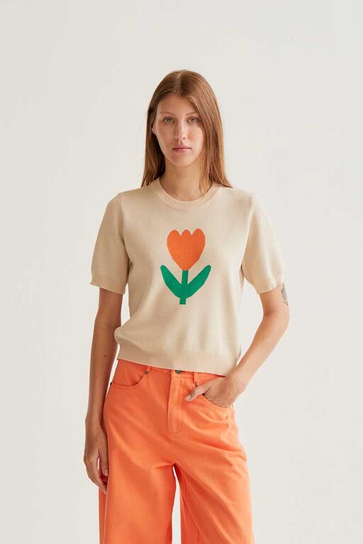 Top in maglia tulipani