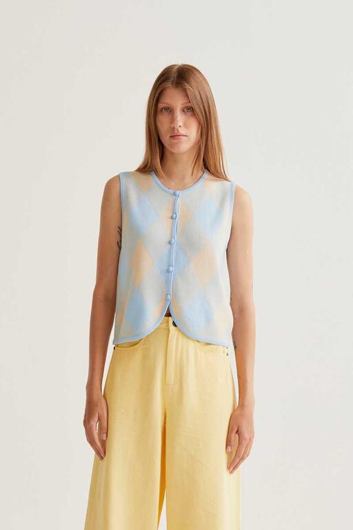 Gilet in maglia motivo rombi
