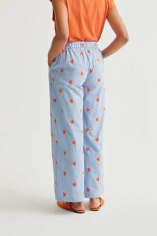 Pantaloni con cuori ricamati