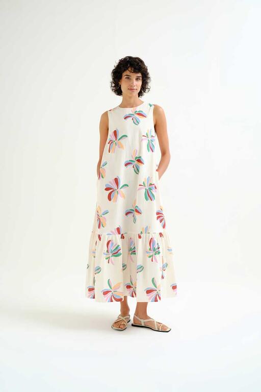 Abito lungo con maxi fiori