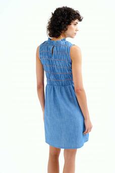 Abito punto smock in chambray