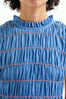 Abito punto smock in chambray