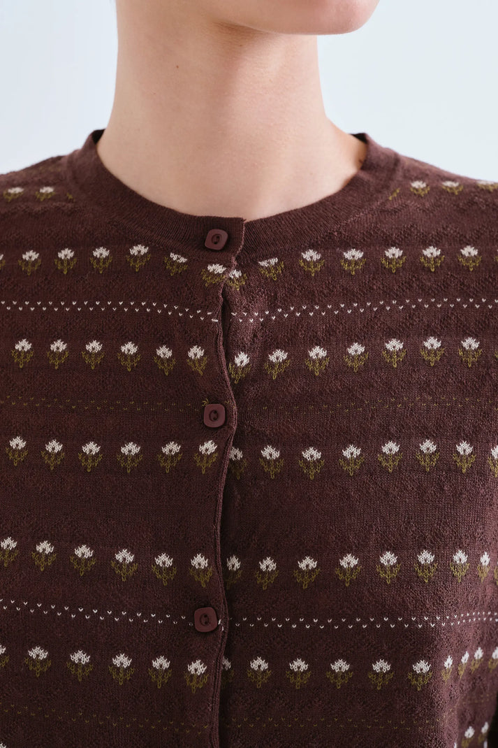 Cardigan con fiori ricamati