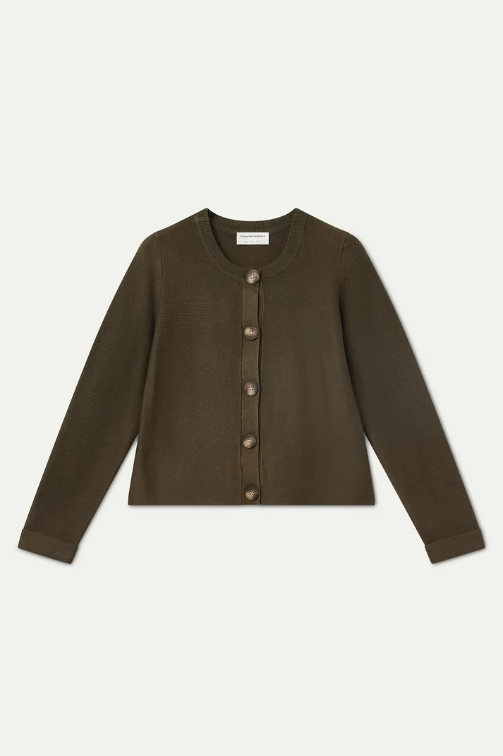 Cardigan cropped con maxi bottoni