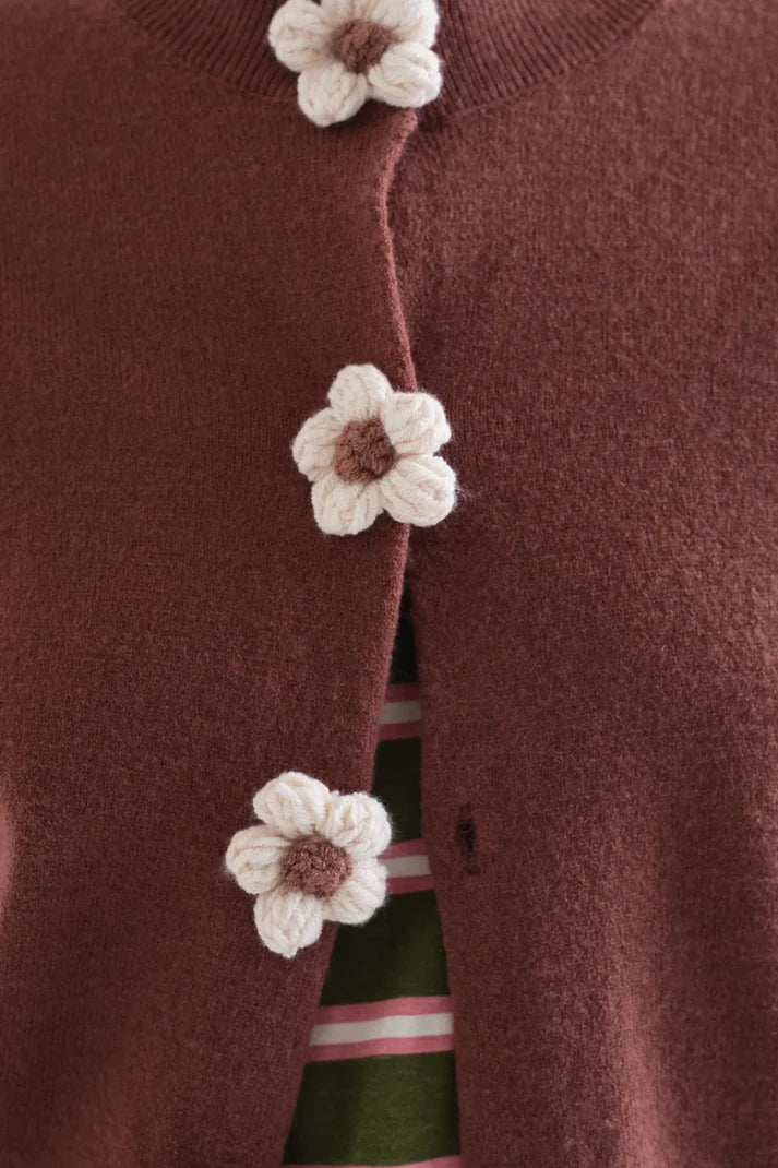 Cardigan con bottoni floreali