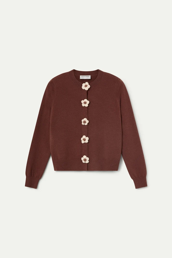 Cardigan con bottoni floreali