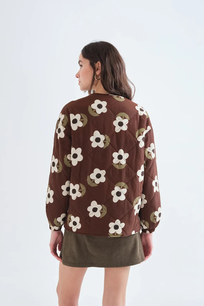 Giacca trapuntata maxi fiori