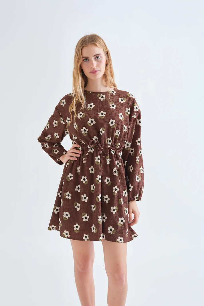 Abito corto con stampa maxi fiori