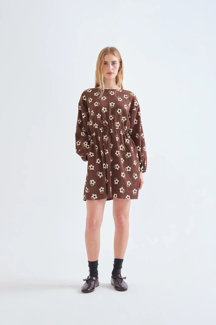 Abito corto con stampa maxi fiori