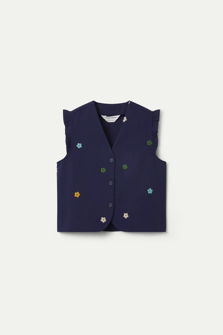 Gilet con ricami floreali