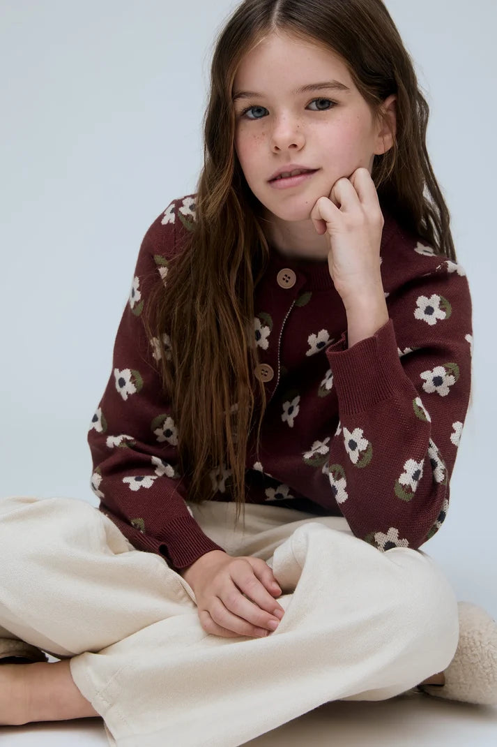 Cardigan con maxi fiori