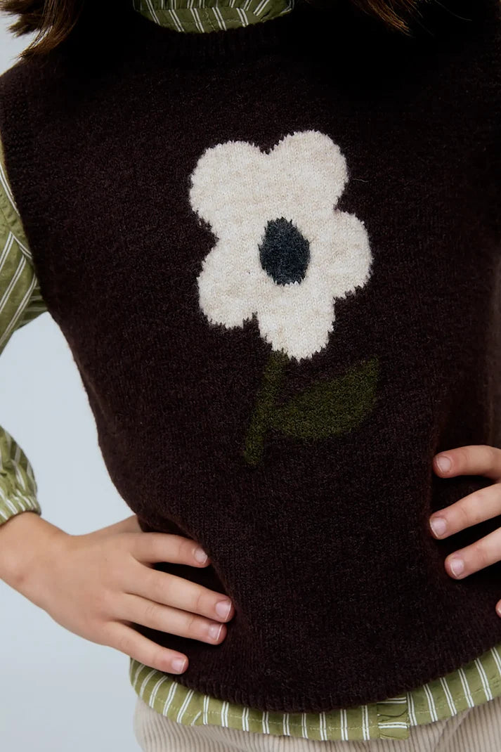 Gilet con maxi fiore