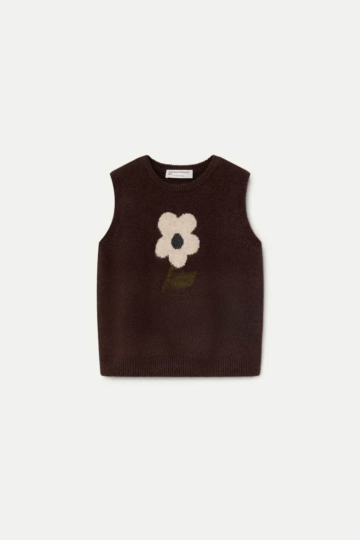 Gilet con maxi fiore