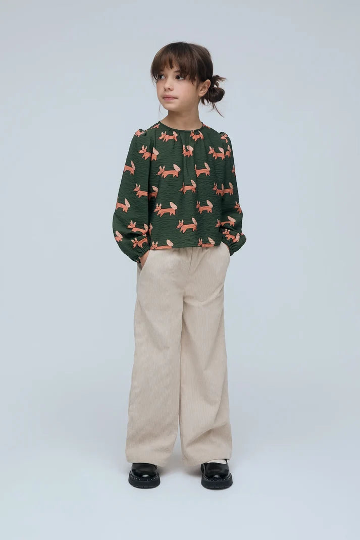 Blusa con stampa volpi