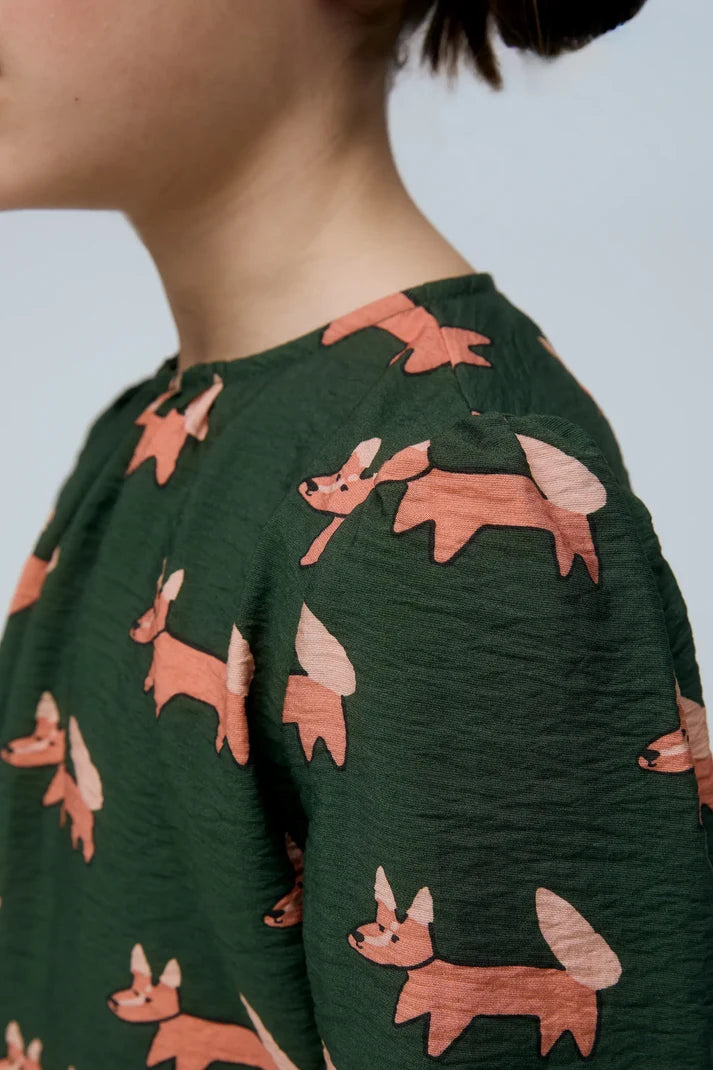 Blusa con stampa volpi