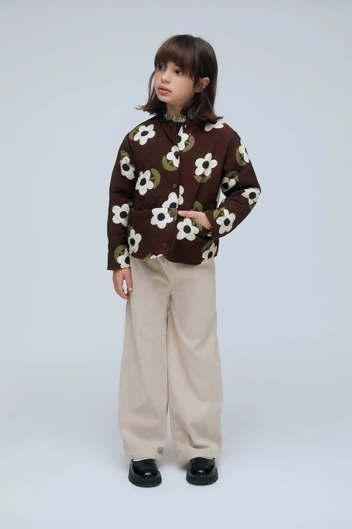 Giacca trapuntata con maxi fiori