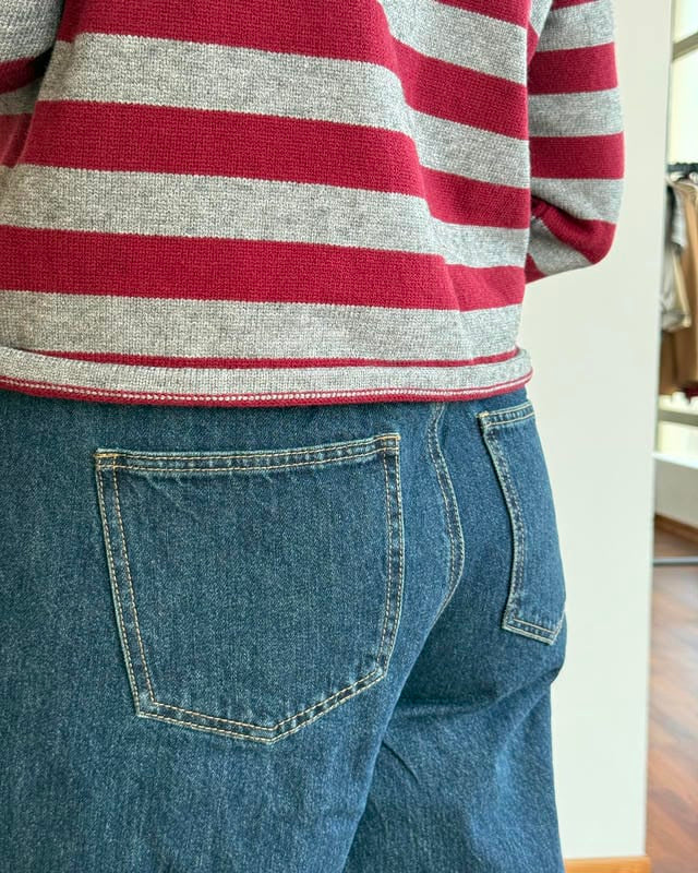 Jeans wide leg con fiocco
