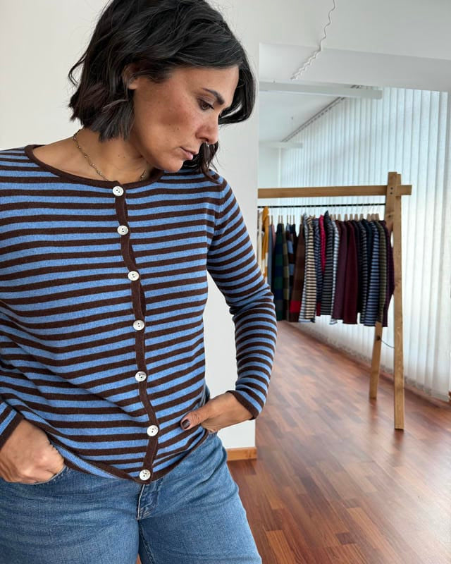 Cardigan righe piccole