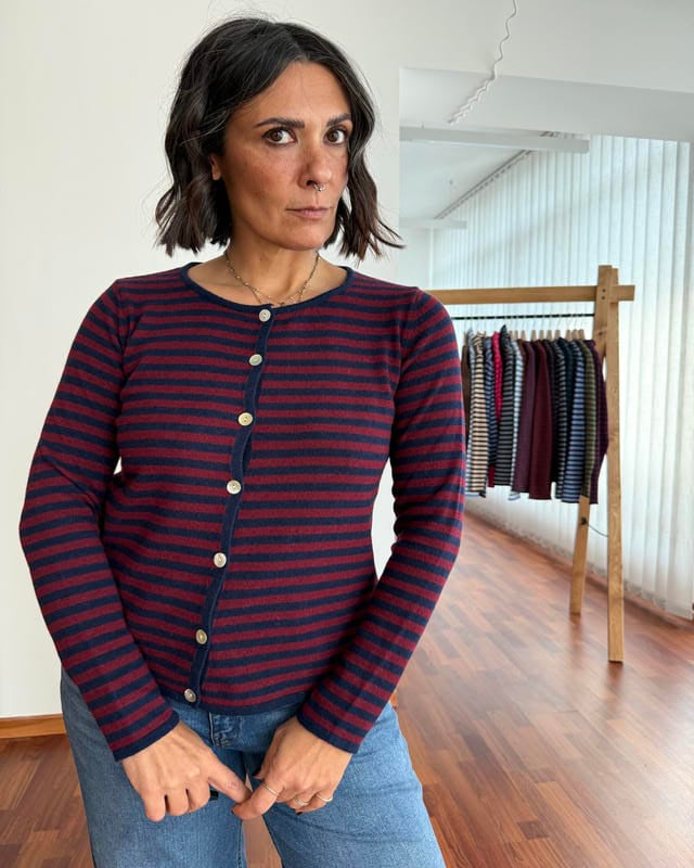 Cardigan righe piccole