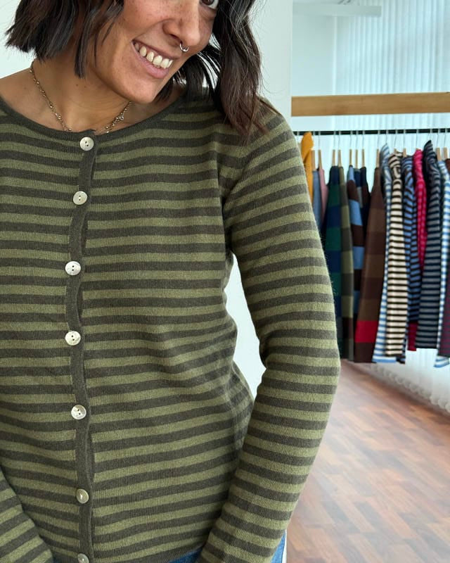 Cardigan righe piccole