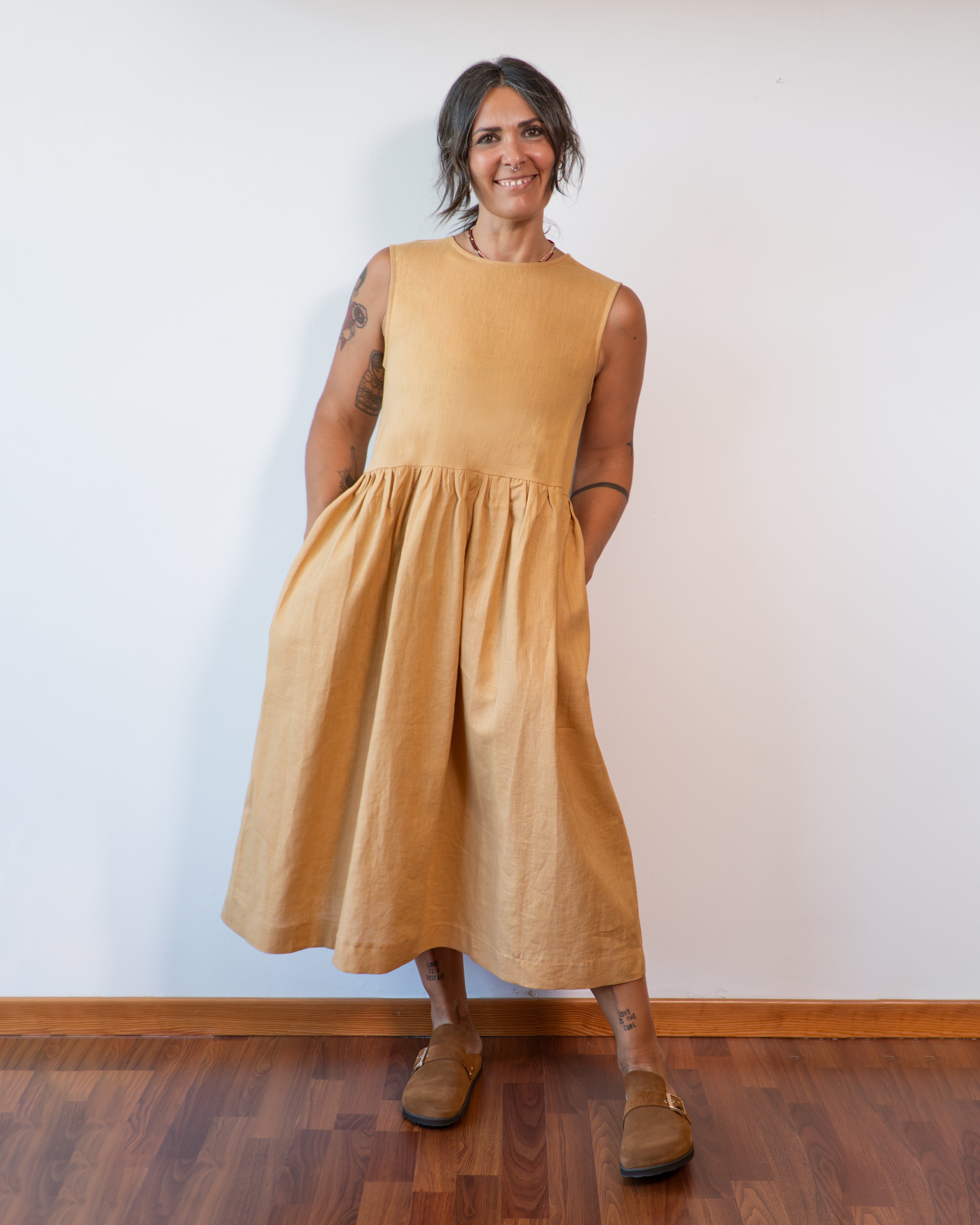 PREORDINE. Abito midi in lino