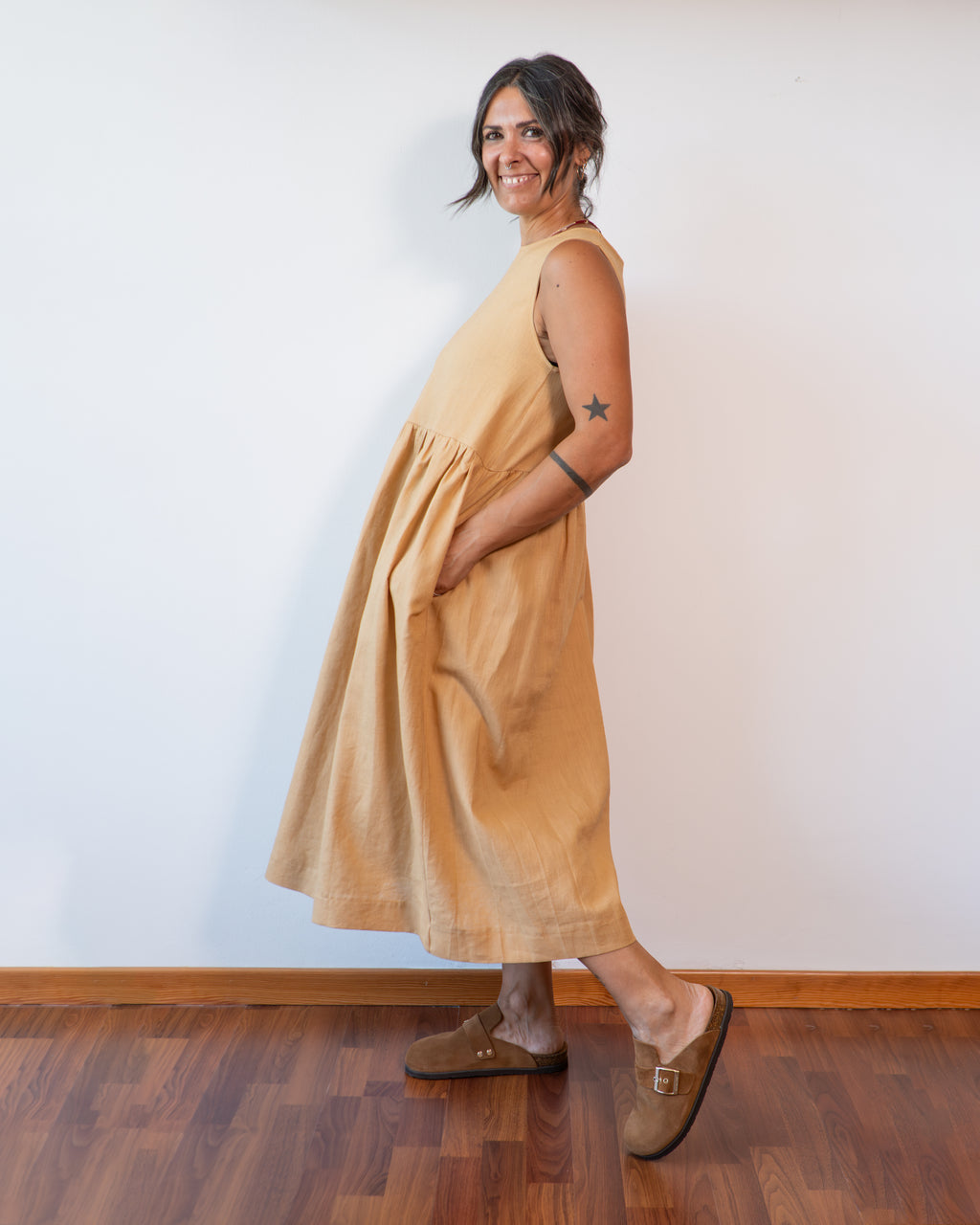 PREORDINE. Abito midi in lino