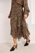 Gonna asimmetrica paisley con volant