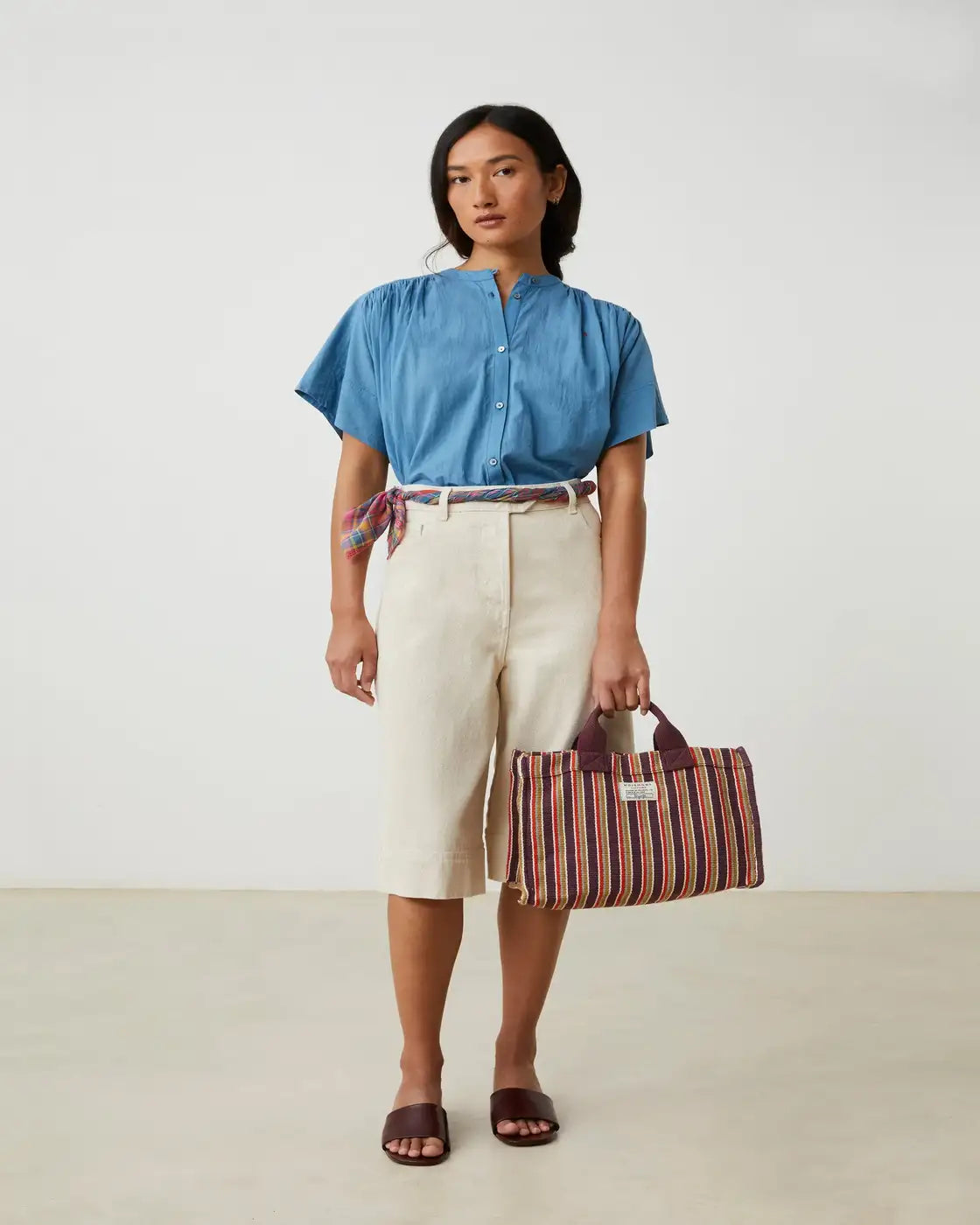 Borsa cestino a righe