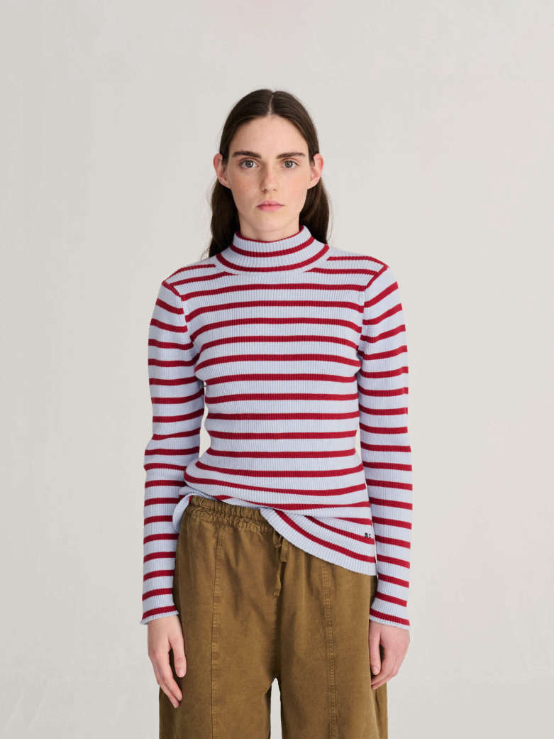 Maglione a collo alto a righe